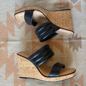 INC Wedges with Black leather straps